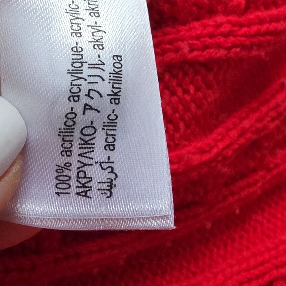 ZARA | RED CABLE KNIT JUMPER Half Zip Sweater HIGH NECK SIZE M - Picture 6 of 6